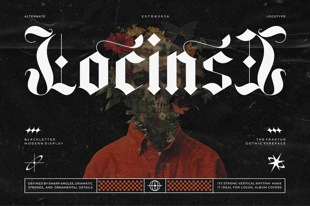 Locinse | Modern Blackletter Display, a Blackletter Font by Ermedia Studio (Photo 1 of 10)