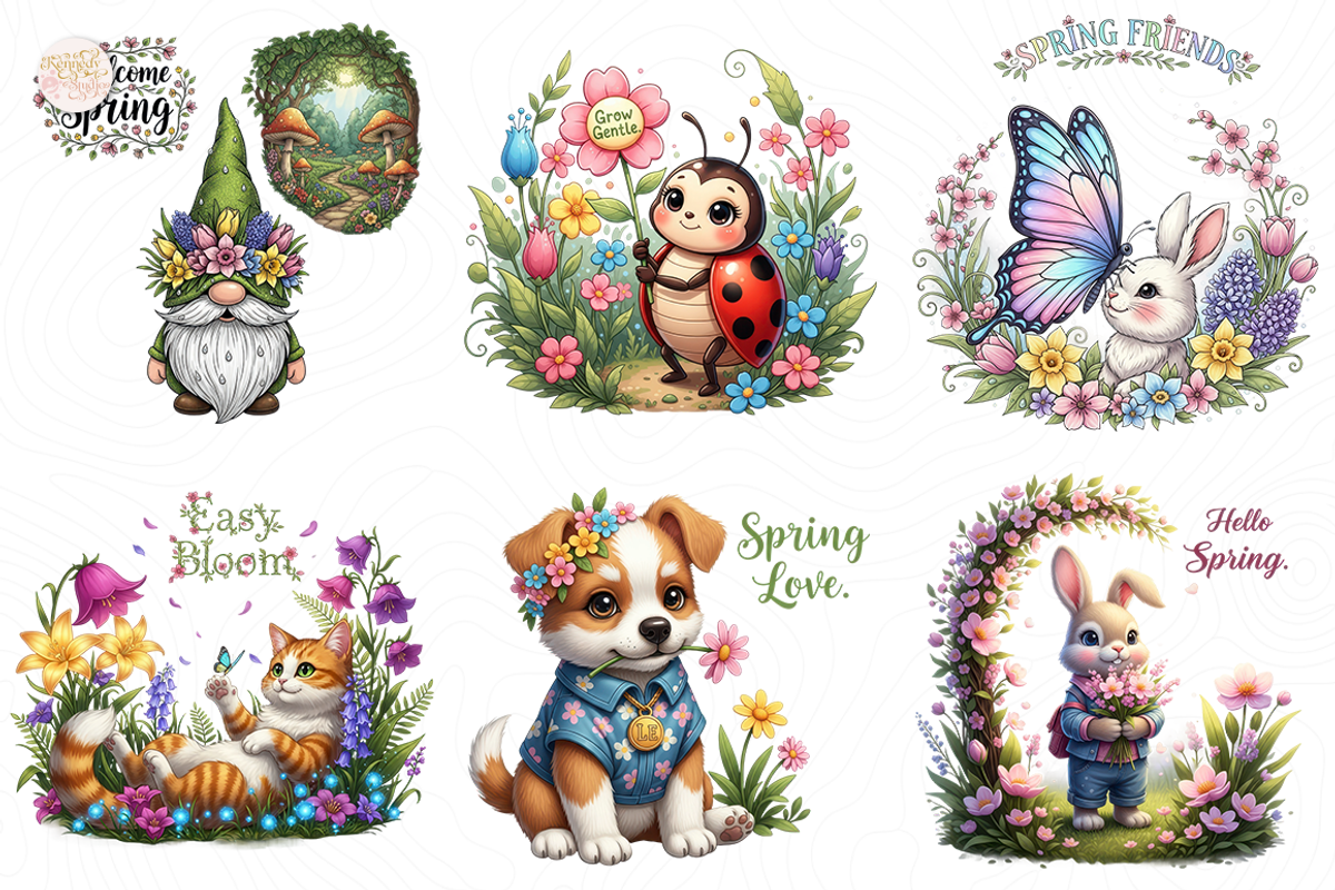 Spring Garden Mascot PNG Clipart., an Animal Illustration by KennedyStudio (Photo 3 of 5)