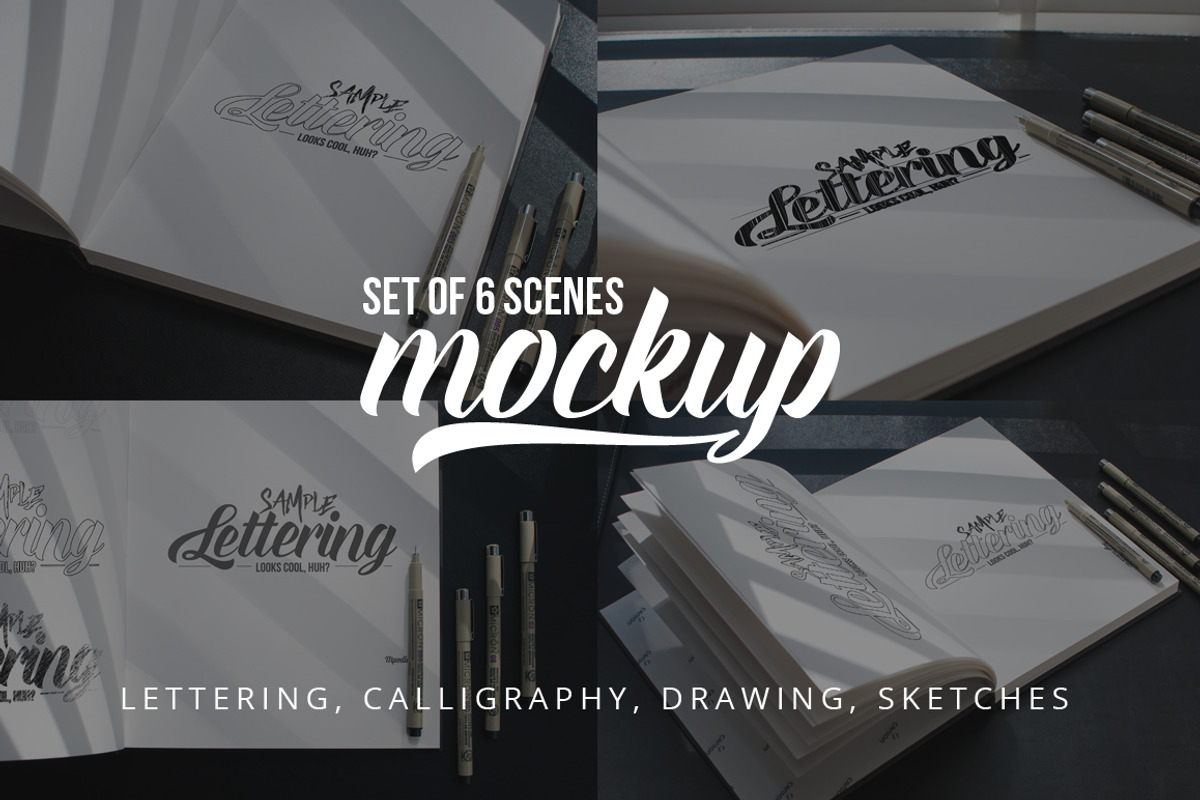 Lettering & Drawing Mockup Set 3, a Books & Magazine Mockup by AwesomeMockups (Photo 1 of 5)