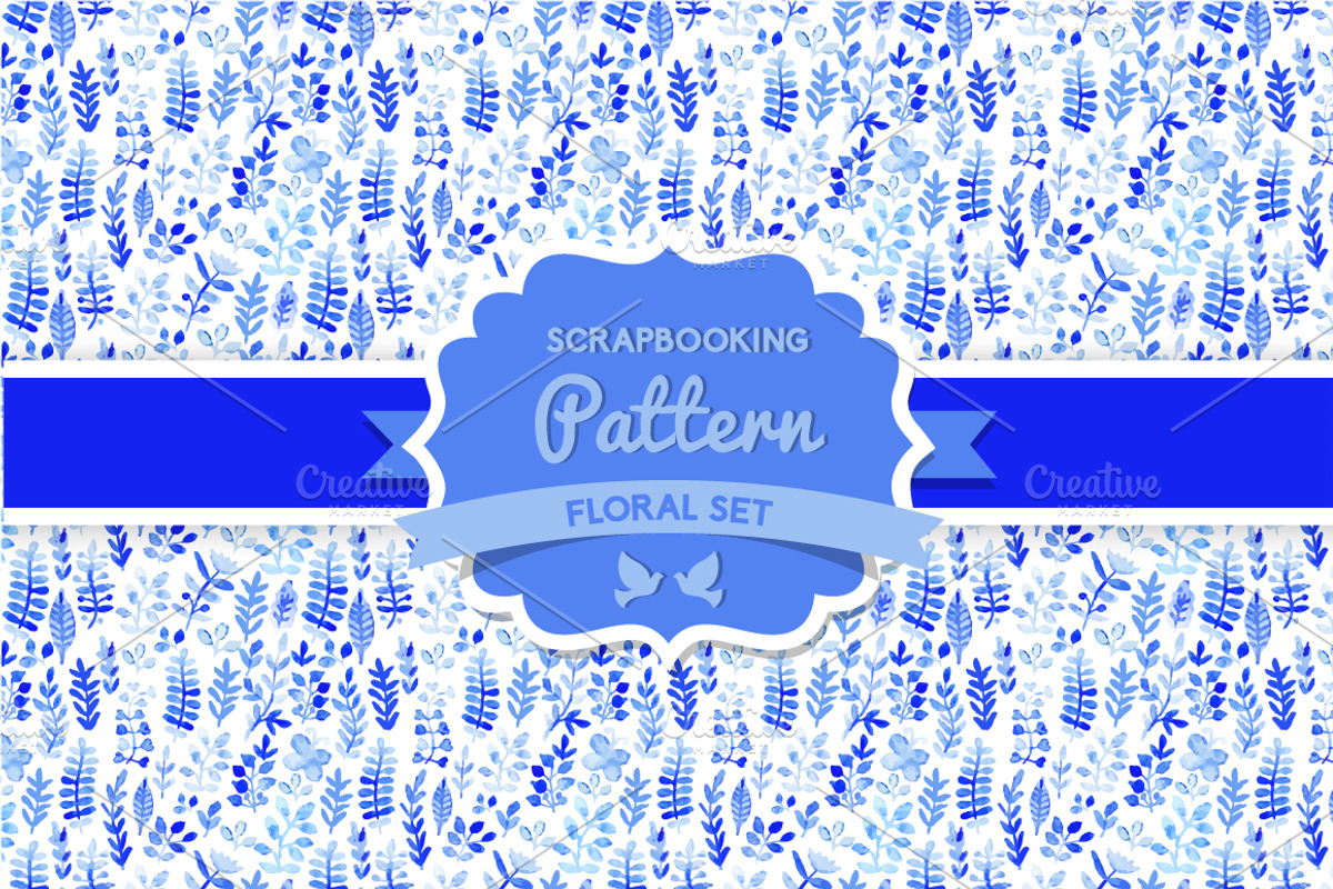 Watercolor vector flowers pattern