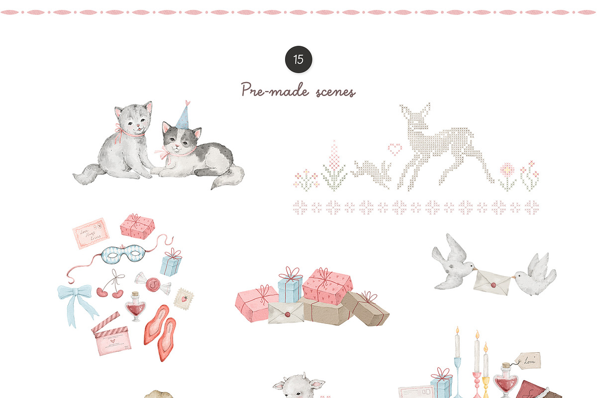 Whimsical Love Watercolor clipart, a Decorative Illustration by Kreker Kate (Photo 7 of 11)