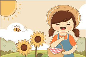 Girl with Sunflowers Illustration, an Illustration by Bekeen.co