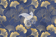 Blue & Gold Ginkgo Digital Paper, a Pattern Graphic by Digital Curio (Thumbnail 3 of 5)