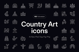 Country Icon Art Set, an Outline Icon by Prosymbols