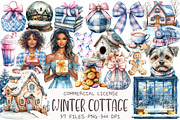 Cozy Winter Cottage Clipart, an Illustration by OK Design (Thumbnail 1 of 5)