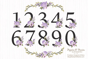 Lavender Floral Numbers Clip Art, an Illustration by Amanda Ilkov