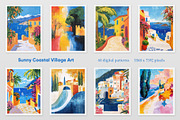 Sunny Coastal Village Art Collection, a Decorative Illustration by Housui Patterns (Thumbnail 3 of 9)