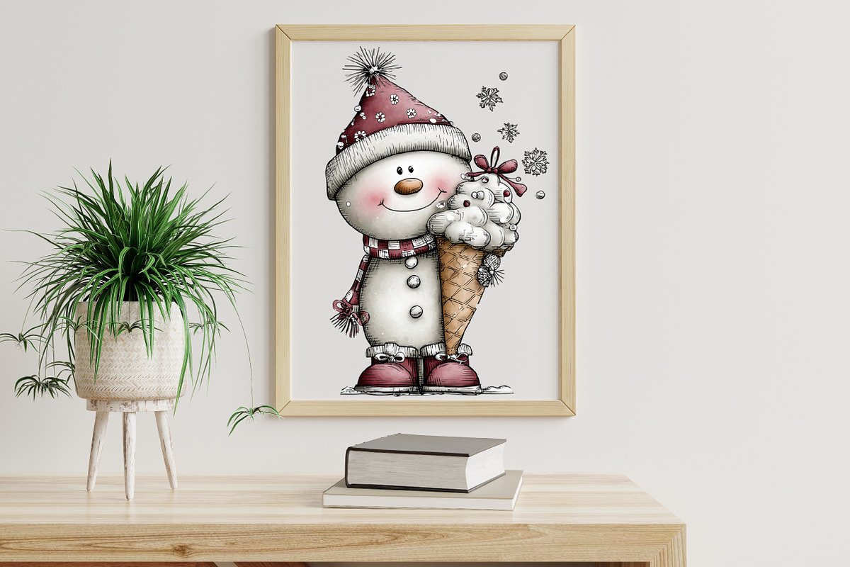 Christmas Snowman Ice Cream Clipart, an Illustration by Libby Wishes (Photo 6 of 7)