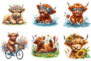 Summer Highland Cow Clipart, a Seasonal Illustration by DreamArtGraphic (Thumbnail 2 of 4)