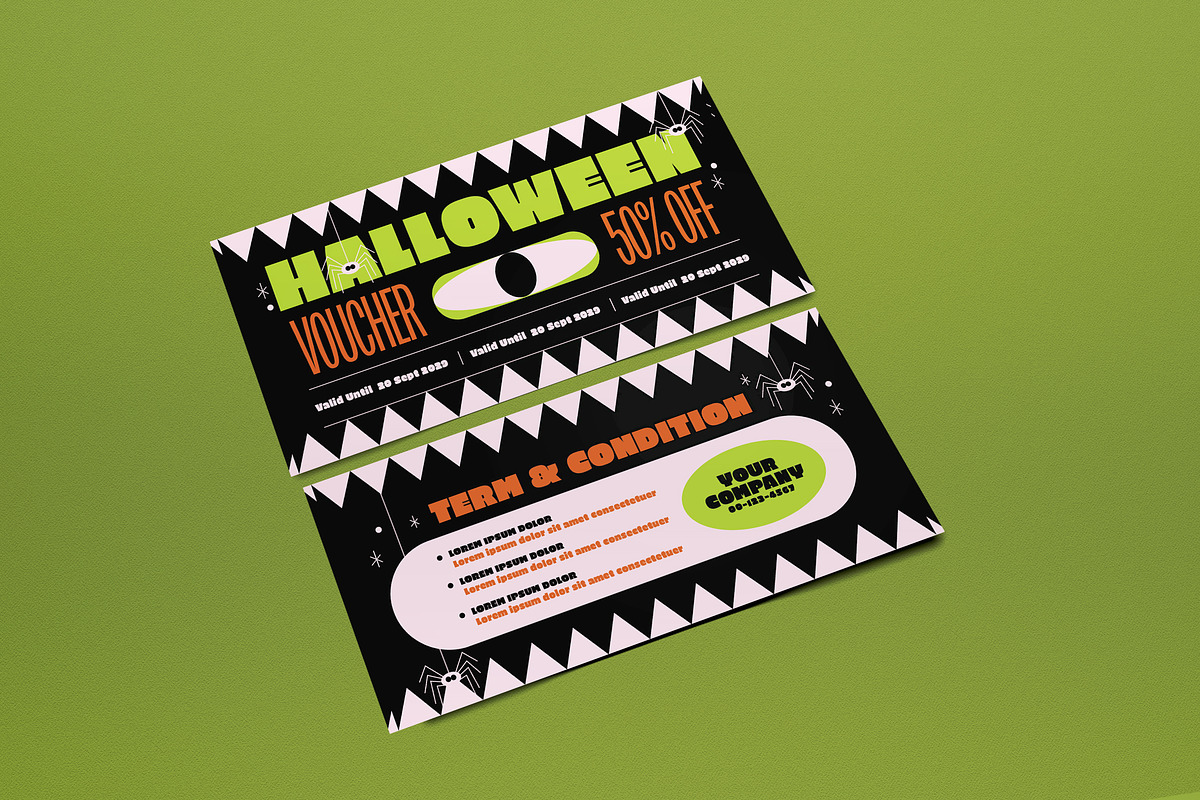 Black Flat Halloween Sale Voucher, a Card Template by graphicook (Photo 3 of 3)