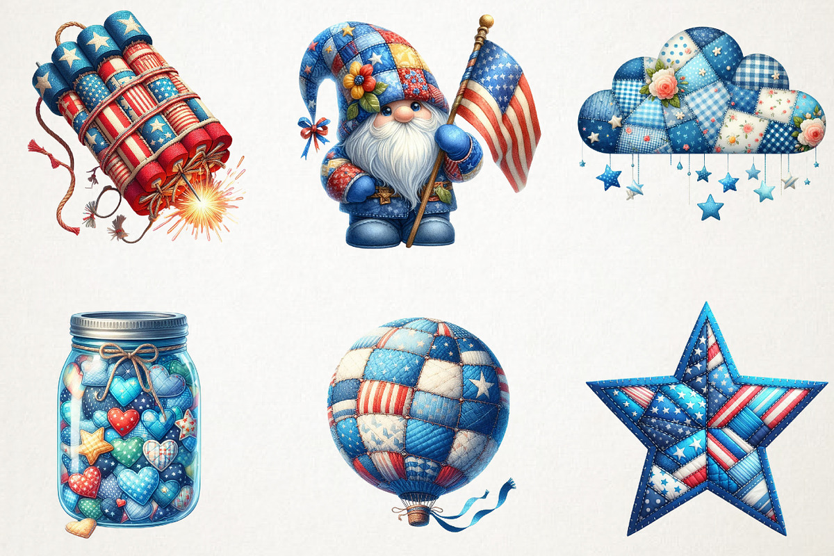 Patchwork Blue Patriotic Sublimation, an Illustration by RobertsArt (Photo 4 of 7)