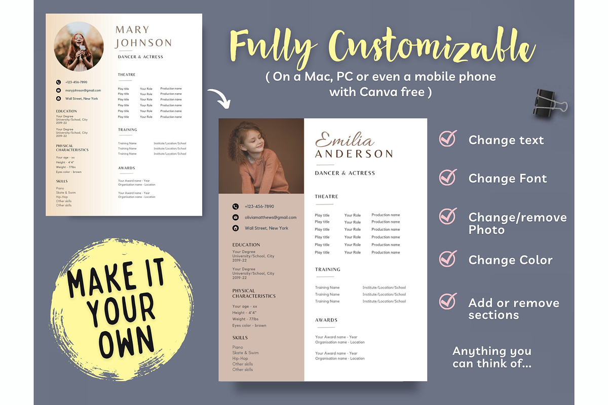 Child Actor Resume Template CANVA, a Resume Template by Climbwithelevator (Photo 6 of 8)