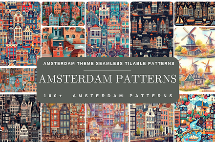 Amsterdam Themed Seamless Patterns