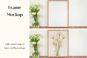 Wood Frame Mockup with Flowers, a Print Template by LOPEstudio (Thumbnail 1 of 6)