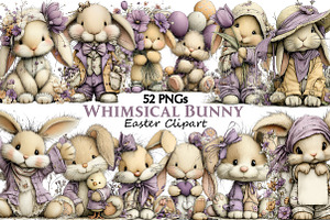 Whimsical Easter Bunny Clipart, an Illustration by Pixels.Craft