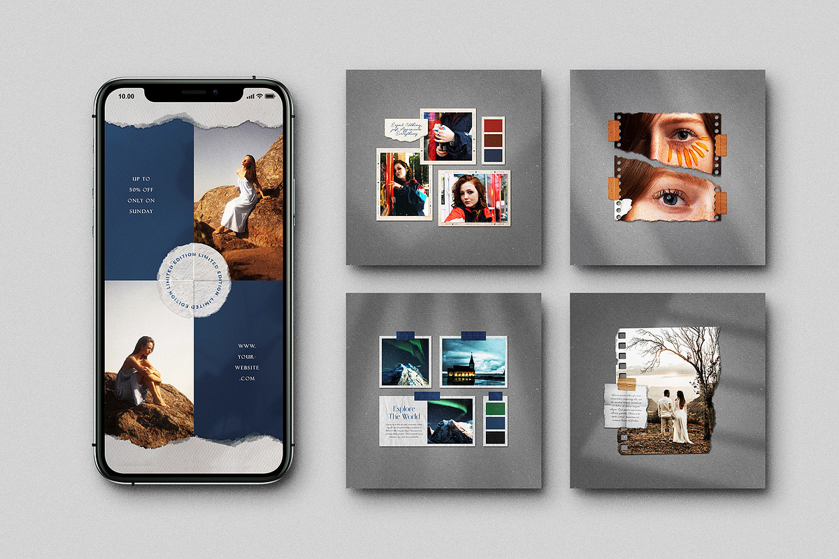 60 IG Post & Stories Film Frames, a Social Media Template by DVLOOP MOCKUP (Photo 3 of 14)