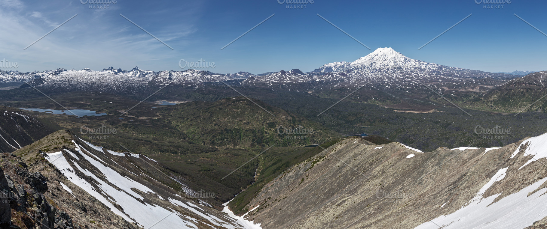 Panorama spring volcano landscape, a Nature Photo by Alexander-Piragis
