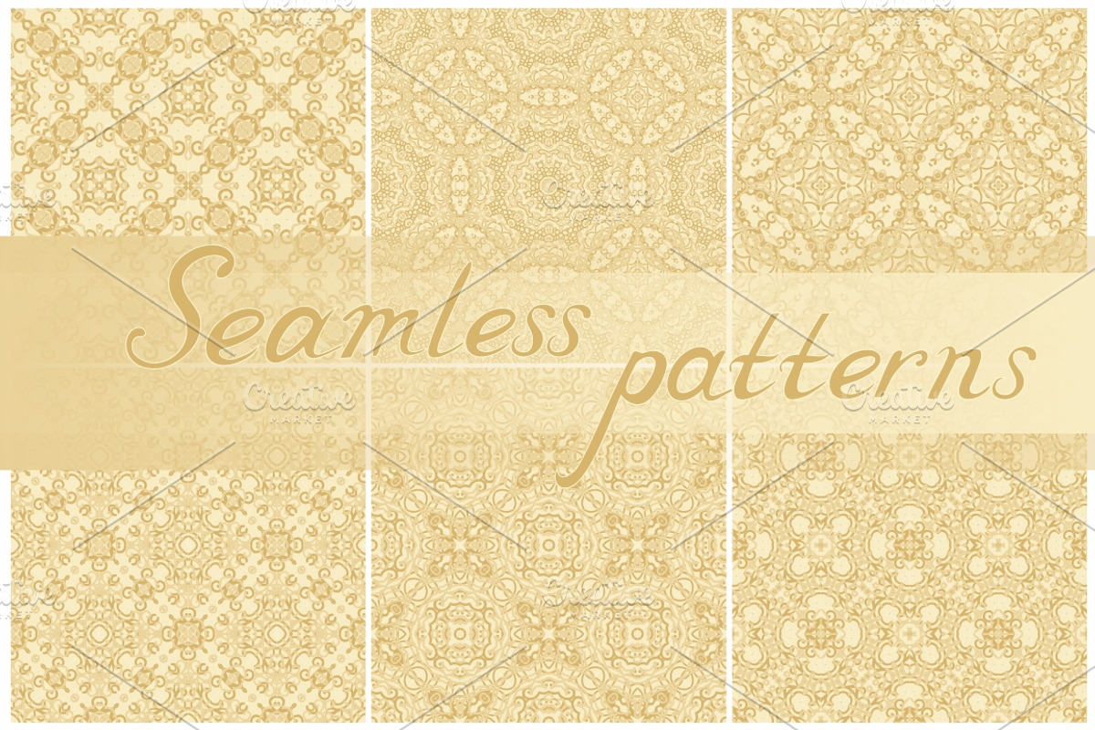 Set of seamless golden patterns