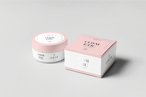 Cosmetic Cream Jar And Boxed Mockup, a Packaging Mockup by DesignRushMarket