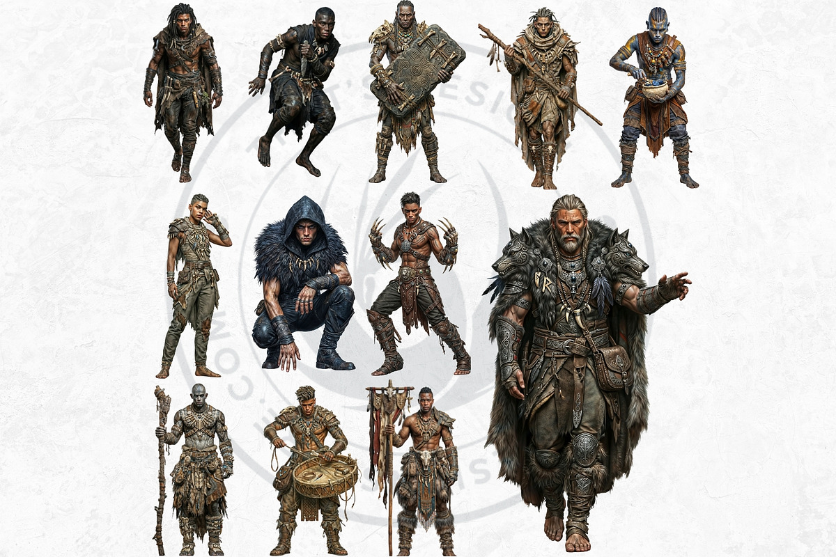 Primal Fantasy Tribal Characters PNG, a Person Illustration by ThatsDesignArt (Photo 6 of 13)