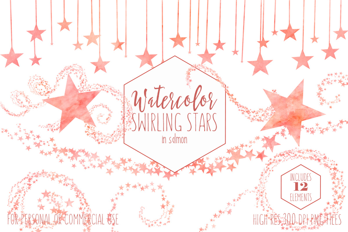 Salmon Celestial Sky Star Graphics, an Object Illustration by ClipartBrat Graphics (Photo 1 of 4)