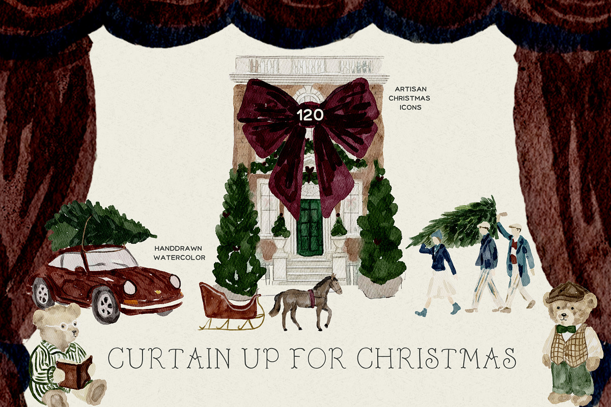 Classic Christmas Watercolor & Cards, an Object Graphic by Laras Wonderland (Photo 12 of 12)