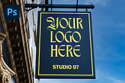Outdoor Hanging Sign Mockup, an Advertising Mockup by Studio 97 | Mockups (Thumbnail 1 of 2)