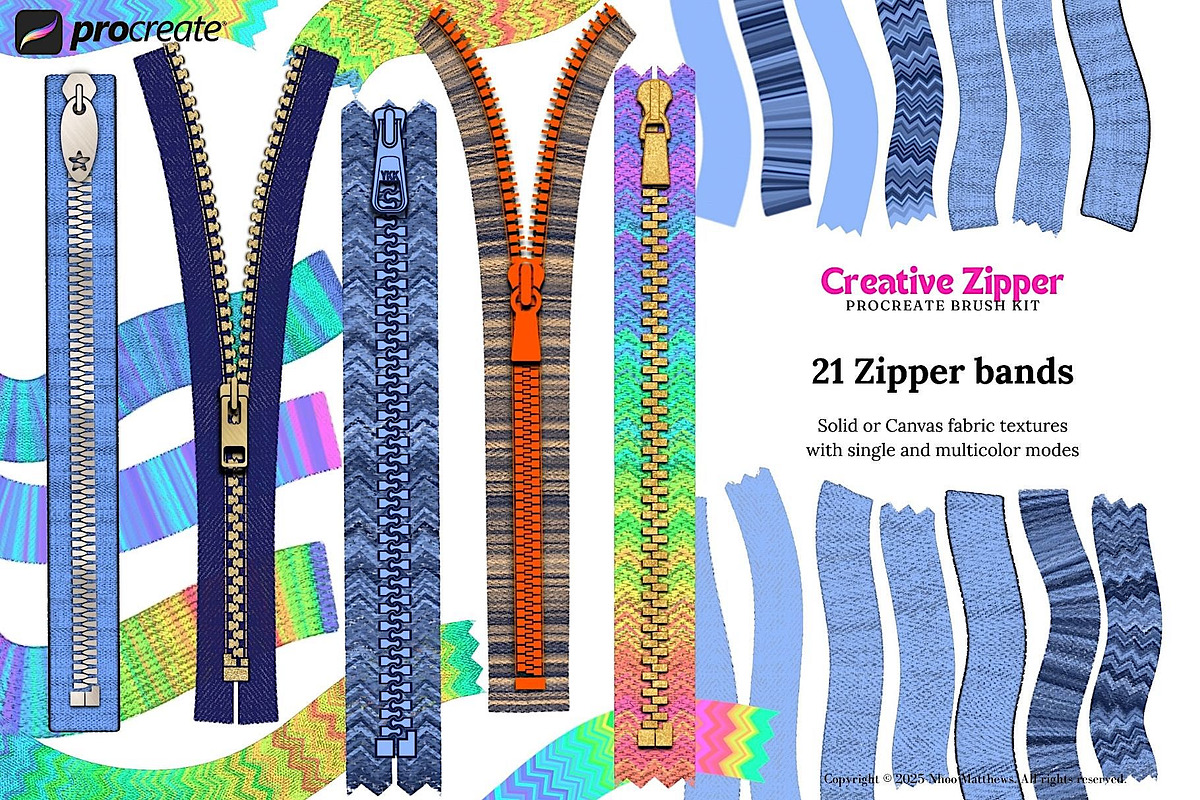 Creative Zipper Procreate Brush Kit, a Brush Add-On by Fashion Workshop Bkk (Photo 6 of 13)
