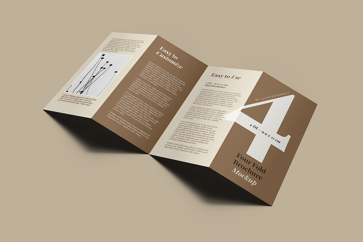 4 Fold DL Brochure Mockup - 8 Views, an Advertising Mockup by Illusiongraphic (Photo 2 of 20)