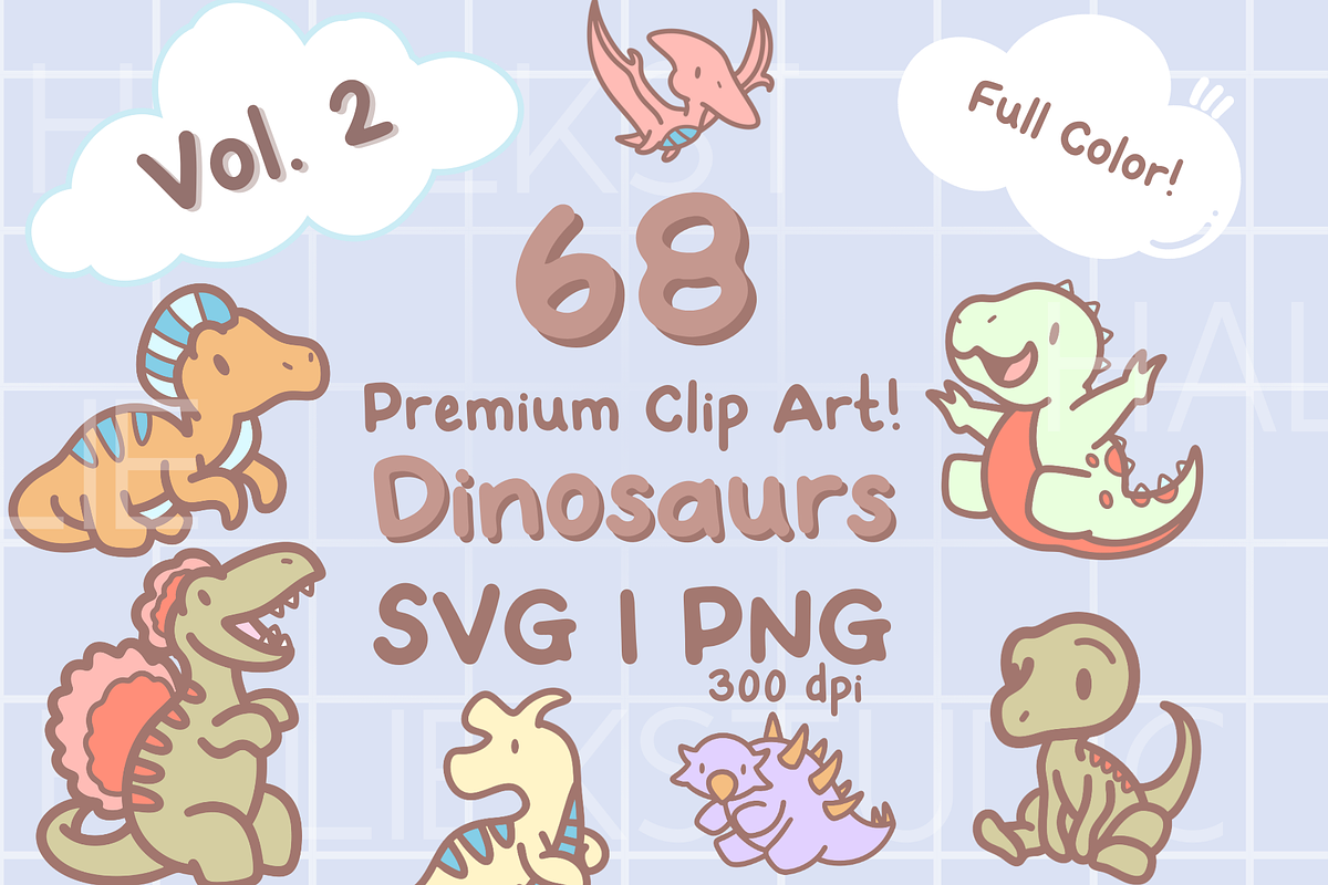 Dinosaurs Premium Clip Art Volume 2, an Animal Illustration by HalieKStudio (Photo 1 of 9)
