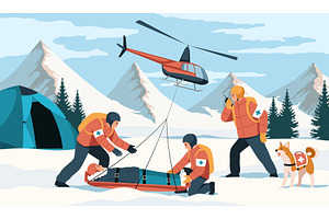 Alpine rescue service. Men in, an Object Illustration by YummyBuum