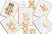 Watercolor Beige Teddy Bear Nursery, an Illustration by Creative Art (Thumbnail 5 of 7)