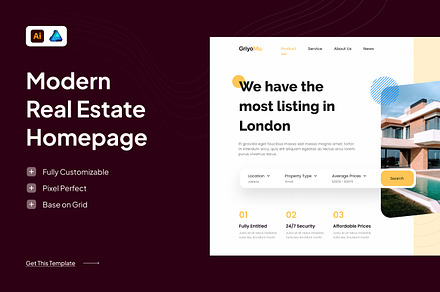 Minimalist Real Estate Homepage, a Landing Page Template by Rukuru Studio