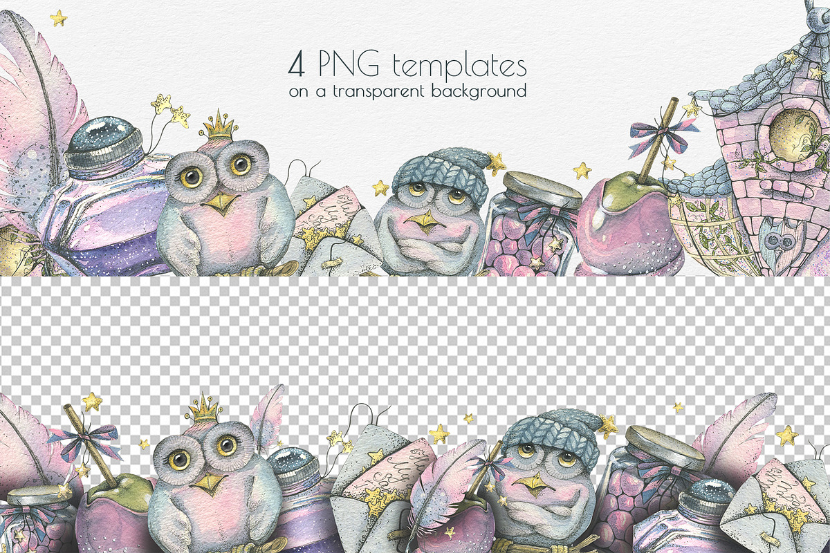 Magic Owls Winter Clipart Watercolor, an Illustration by NATASHA CHU (Photo 4 of 9)