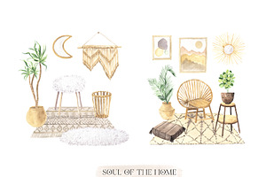 Boho Home Interior Clipart