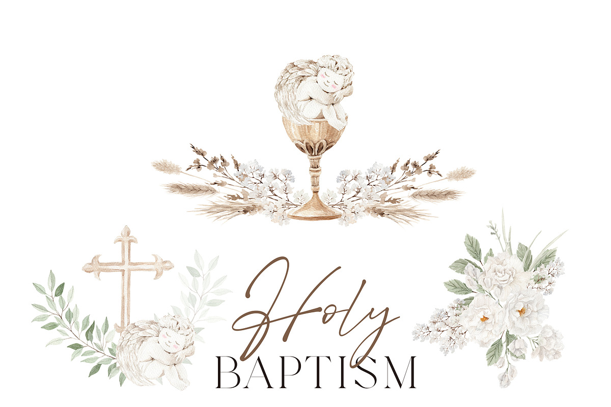 Watercolor Clipart - Holy BAPTISM, a Decorative Illustration by Beigetime (Photo 4 of 14)