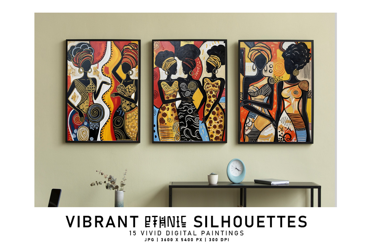 Vibrant Ethnic Silhouettes, a Decorative Illustration by Digital Art Creations (Photo 5 of 7)