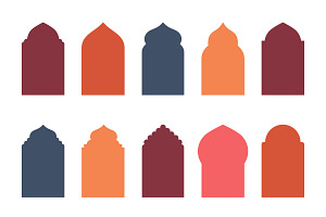 Flat arab window icons set, a Solid Icon by kotoffei