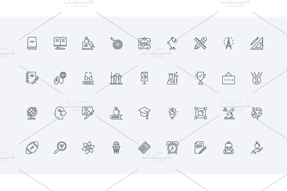 School university knowledge icons, an Education Illustration by Lemberg Vector