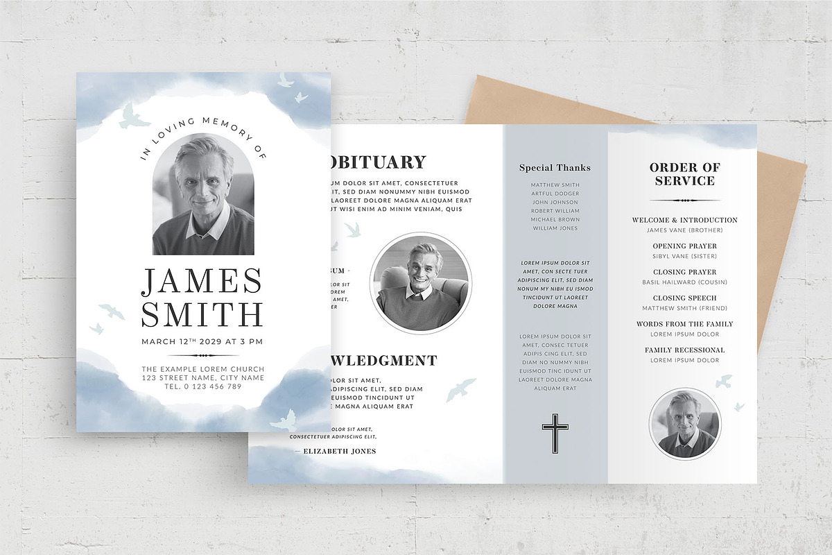 Watercolor Blue Sky Funeral Service, a Flyer Template by BrandPacks (Photo 5 of 6)