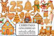 Watercolor Cute Christmas Gingerbrea, an Illustration by Libby Wishes (Thumbnail 1 of 8)