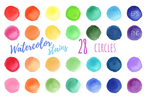 Watercolor paint stains EPS and PNG