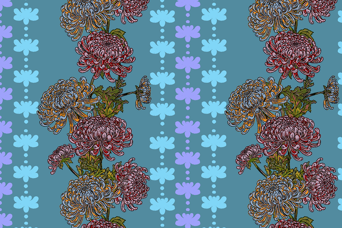 Chrysanthemum Floral Folk Motif, a Pattern Graphic by NayaChu (Photo 5 of 9)