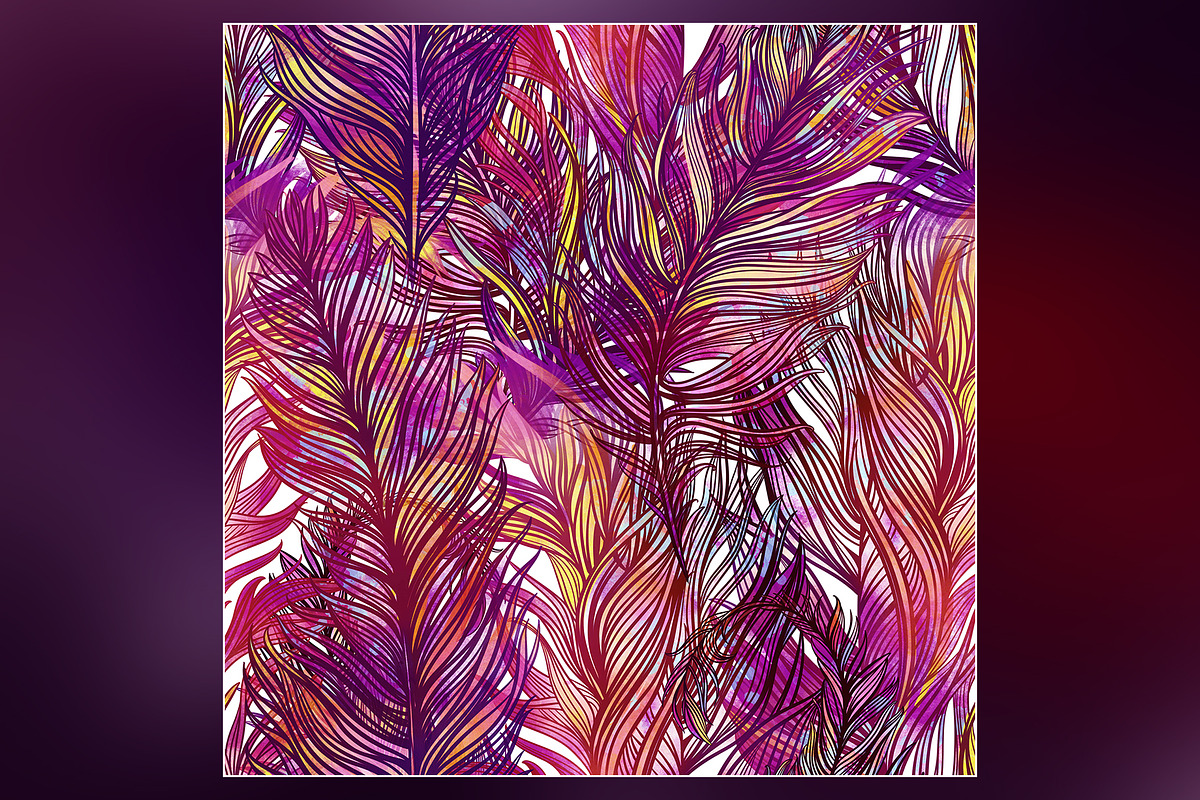 Feathers seamless pattern | JPEG, a Pattern Graphic by Digital and watercolor