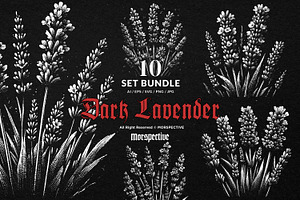 10 Bundle Dark Art Lavender Flower, an Illustration by Morspective
