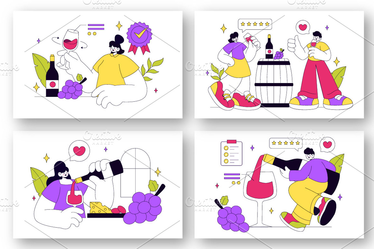 10 Wine Tasting Vector Illustration, a Food Illustration by denayunebgt (Photo 2 of 4)