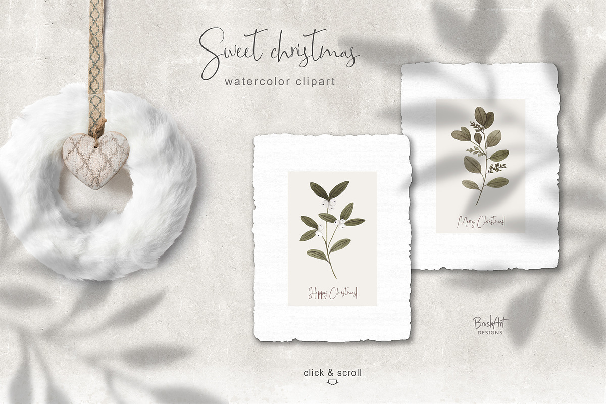 Sweet watercolor christmas., a Decorative Illustration by BrushArtDesigns (Photo 2 of 5)