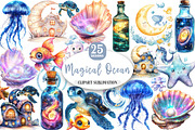 The Magical Ocean Sublimation Bundle, an Illustration by Watercolor design (Thumbnail 1 of 4)