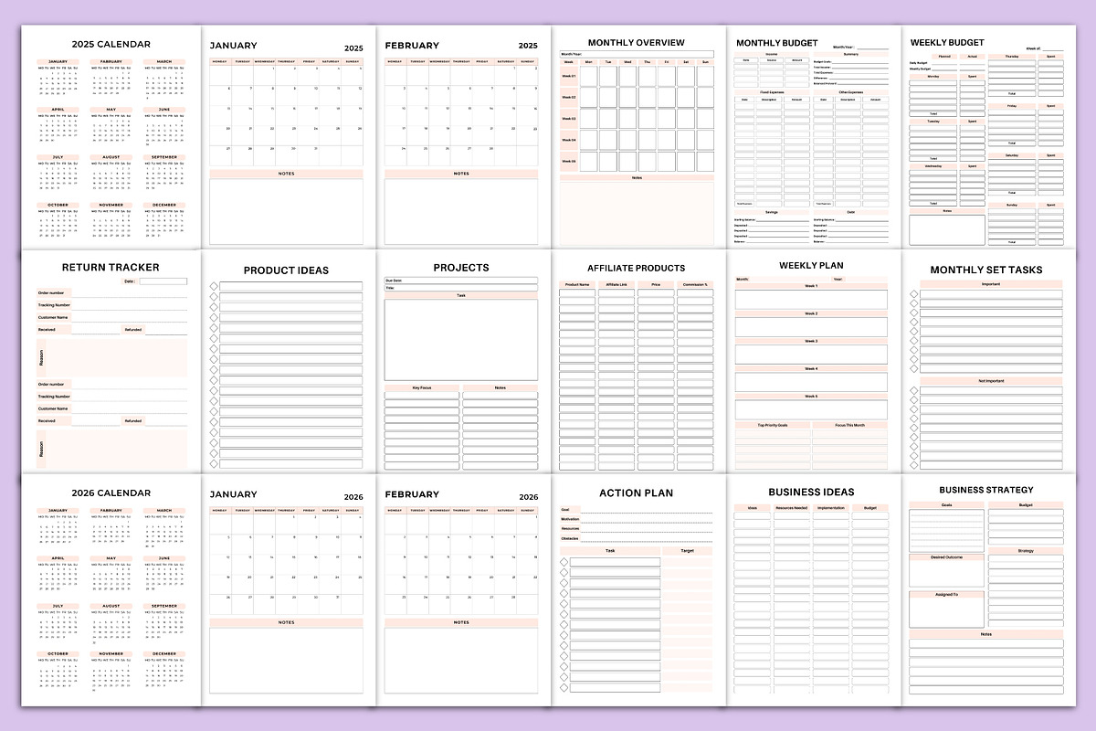 2025-2026 Side Hustle Planner, a Print Template by Designmela01 (Photo 4 of 4)
