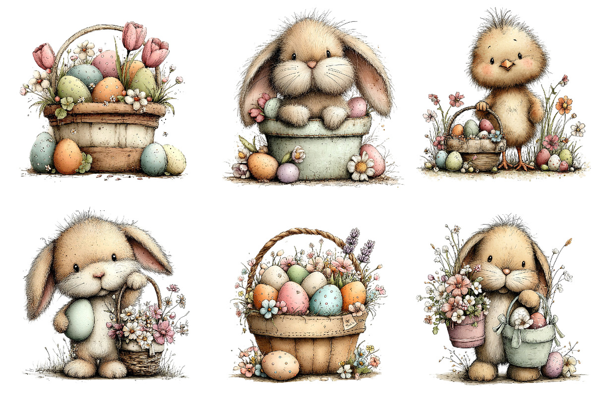 Easter Basket Clipart Bundle, an Illustration by Dream Creation (Photo 5 of 8)